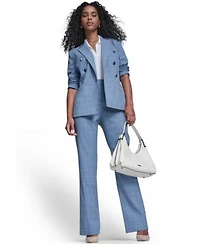 Calvin Klein Womens Windowpane Double Breast Jacket Sleeveless Collared Sweater Windowpane Modern Fit Pants