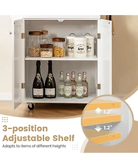 Gymax Kitchen Island on Wheels Rolling Kitchen Cart w/ Drawer & Storage Cabinet Spice Rack