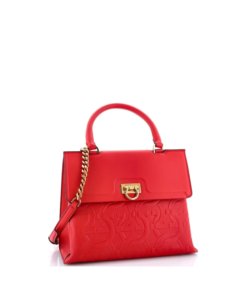 Pre-Owned Salvatore Ferragamo Small Trifolio Top Handle Bag Leather