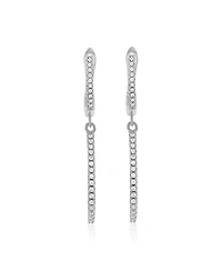 Suzy Levian Sterling Silver Cubic Zirconia Pear-Shaped Open Hoop Drop Earrings