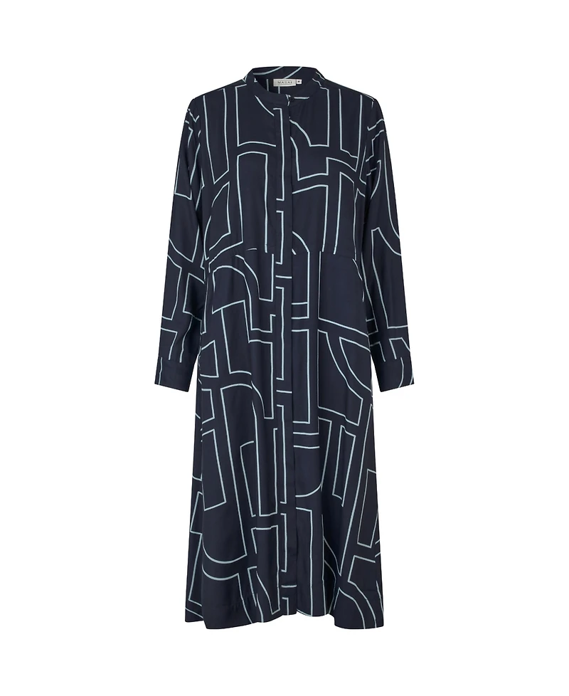 Masai Copenhagen Women's Nataly Long Sleeve A-Line Midi Dress