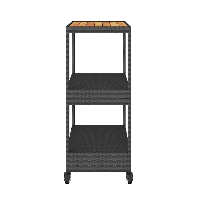 vidaXL Bar Cart 3-Tier Poly Rattan and Solid Wood Acacia