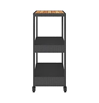 vidaXL Bar Cart 3-Tier Poly Rattan and Solid Wood Acacia