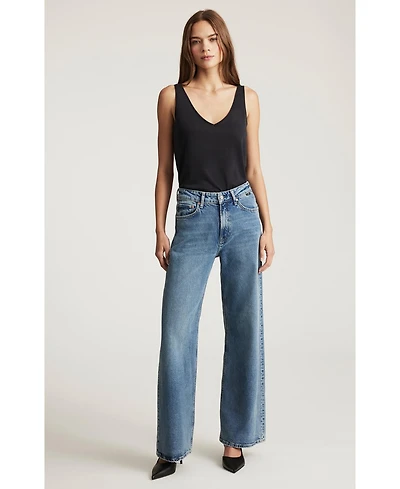 Mavi Jeans Women's Mavi Florida Wide Leg In Dark Used Classic Blue
