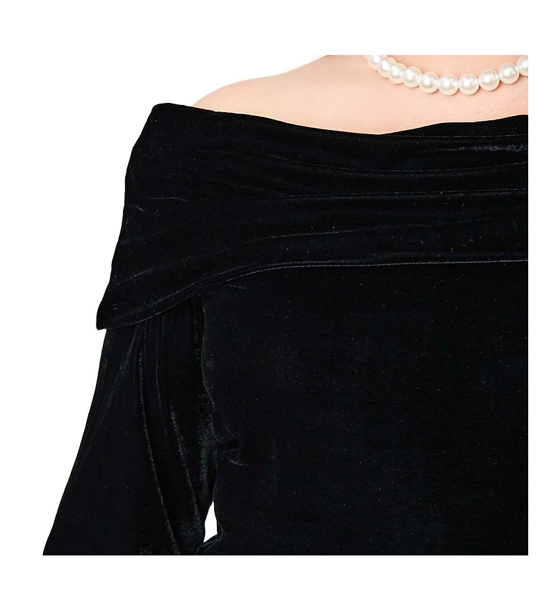 Unique Vintage Plus Fold Shoulder Long Sleeve Knit Top