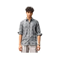 Campus Sutra Men's Moon Grey Buffalo-Jacquard Shirt