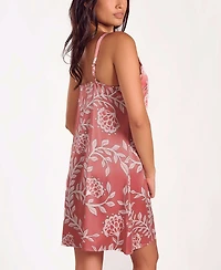 iCollection Women's Floral Stretch Woven Sleeveless Nightgown