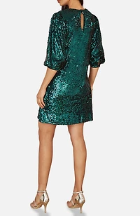 Yumi Women's Balloon Sleeve Sequin Mini Dress