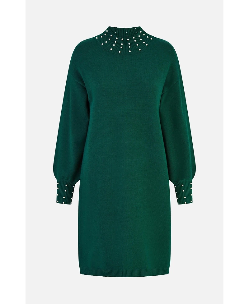 Yumi Women's Bead Detail Knitted Sweater Dress