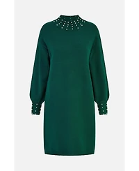 Yumi Women's Bead Detail Knitted Sweater Dress