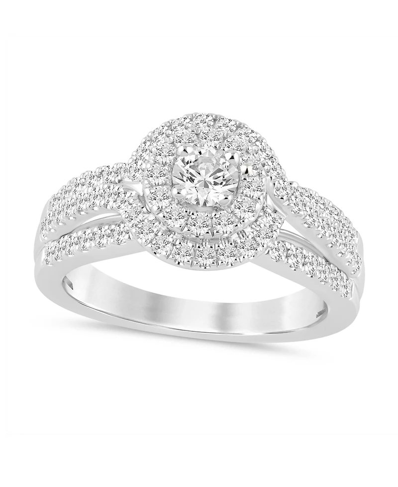 Macy's Diamond Cluster Engagement Ring (1 ct. t.w.) in 14k White Gold