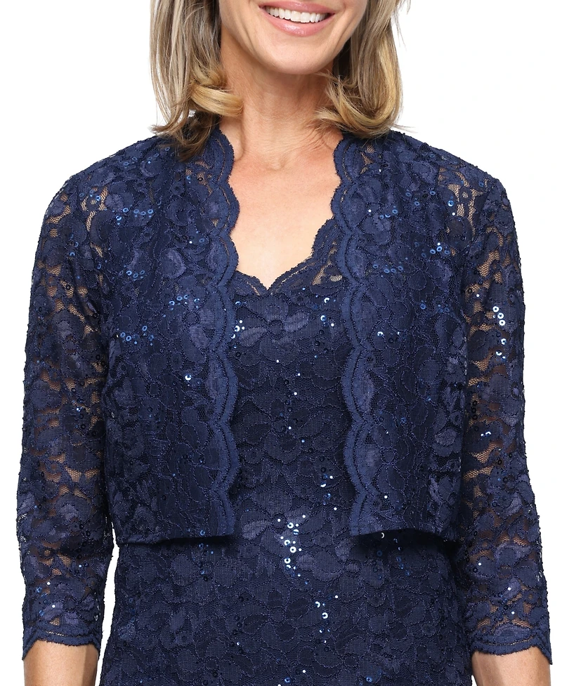 Sl Fashions Women's V-Neck Sheath Jacket Dress