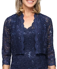 Sl Fashions Women's V-Neck Sheath Jacket Dress