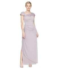 Alex Evenings Women's Glittered Ruched Gown