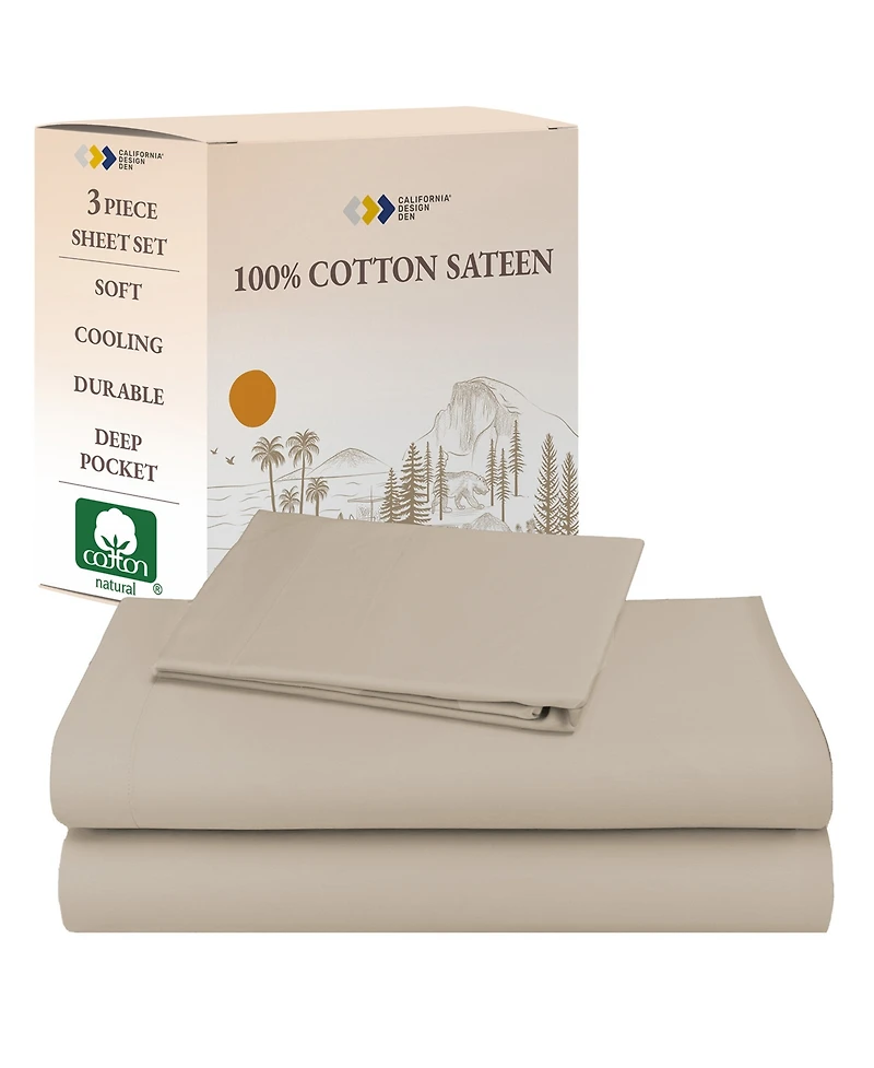 Soft 100% Cotton Sheets Set - Cooling Durable Sateen