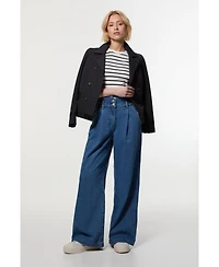 Karen Millen Women's Denim Wide Leg Trousers