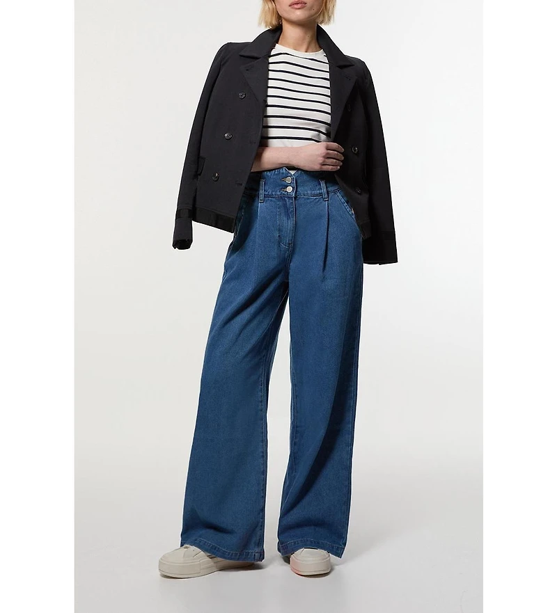 Karen Millen Women's Denim Wide Leg Trousers