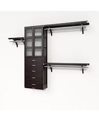 John Louis Home Solid Wood Reach-In Closet Organizer with 5 Drawers and Glass Doors