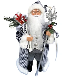 Santa's Workshop 15" Houndstooth and Christmas Santa
