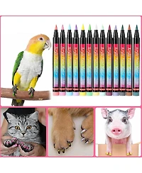 Htutwoo 12 Colors Pet Nail Coloring Pens, Kitten Dog Grooming Kits Pen, Cat Paw Graffiti and Diy Painting Pen, Safe and Harmless