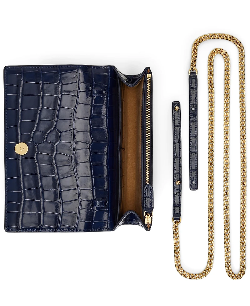 Lauren Ralph Adair Ii Medium Croc-Embossed Crossbody Wallet