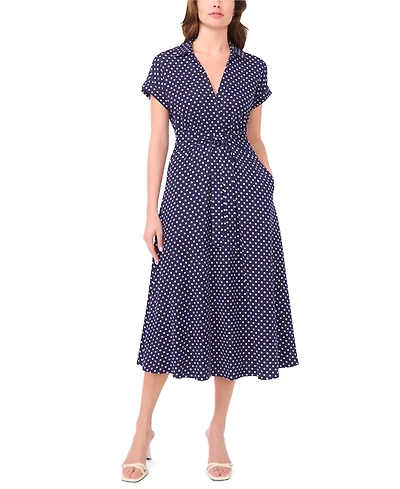 Msk Petite Belted Midi Shirtdress