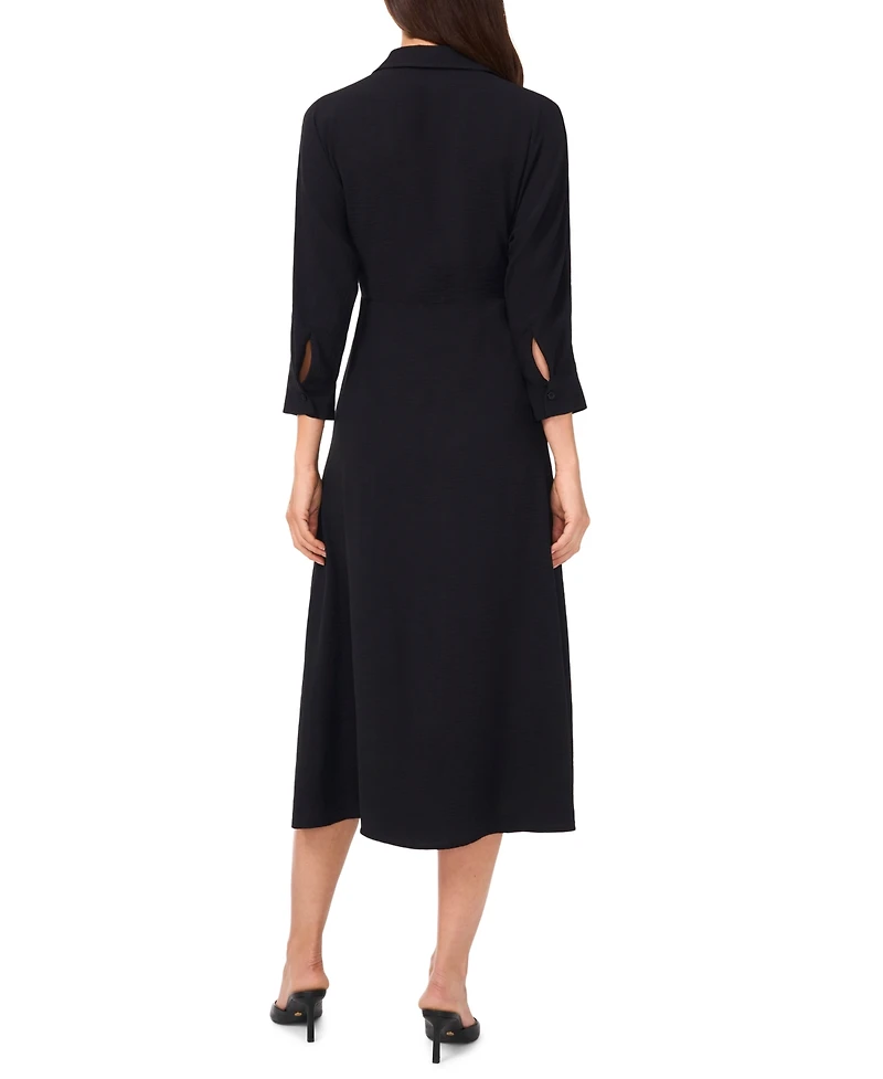 Msk Petite Collared Midi Shirtdress