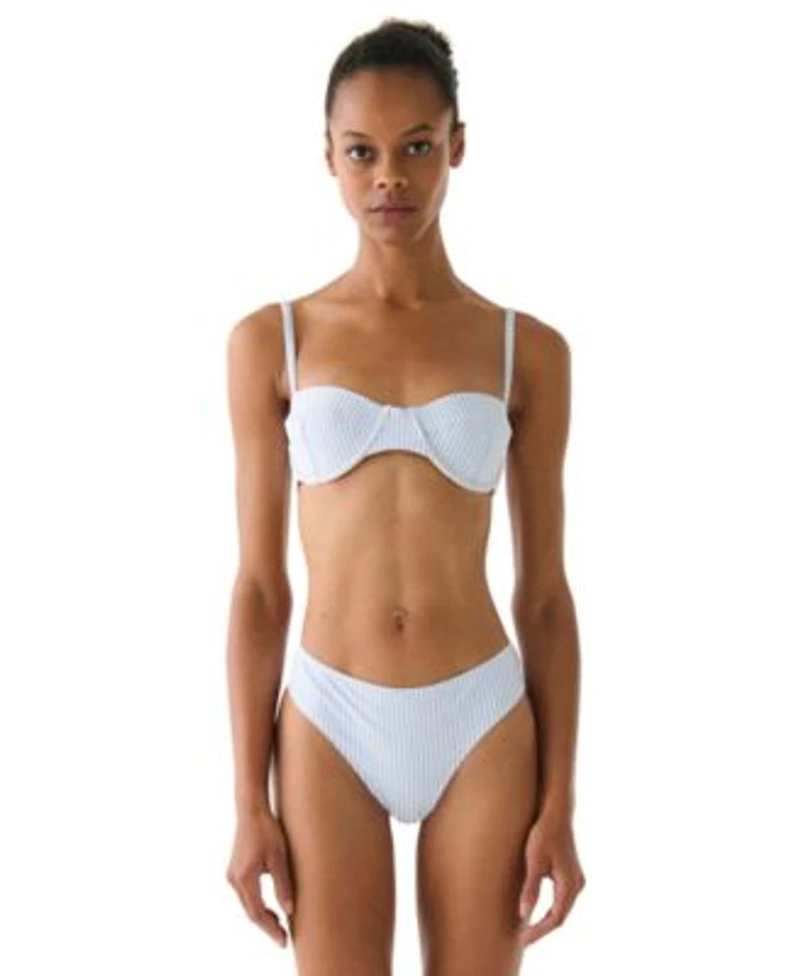 Kate Spade New York Womens Seamed Underwire Bra Top High Cut Swim Bottoms