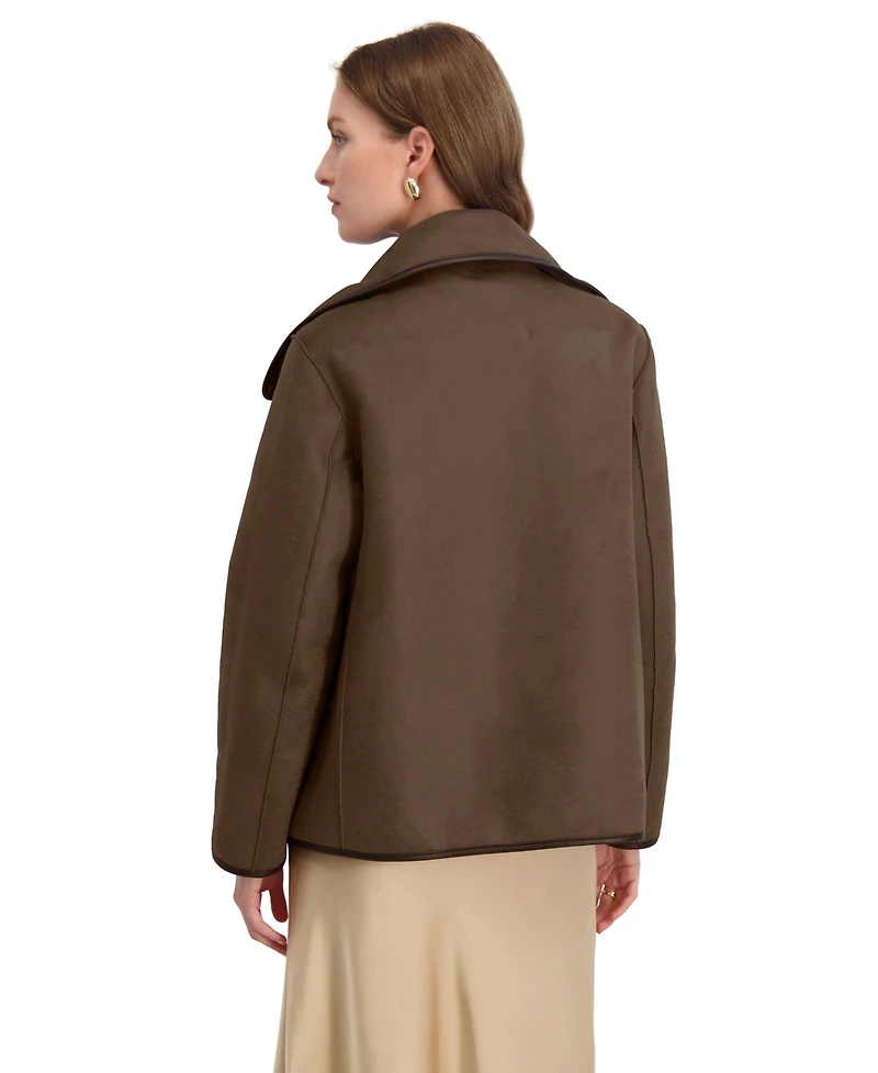 Tahari Women's Reversible Faux-Shearling Button-Front Coat