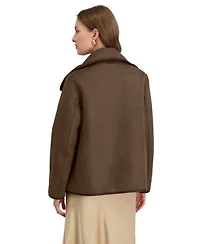 Tahari Women's Reversible Faux-Shearling Button-Front Coat