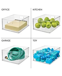 iDesign Stackable Plastic Storage Bin with Handles, Set of 3, Clear, Made in Usa