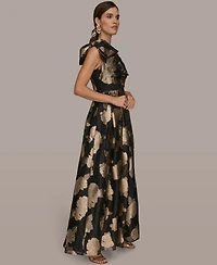 Donna Karan New York Women's One Shoulder Print Ball Gown