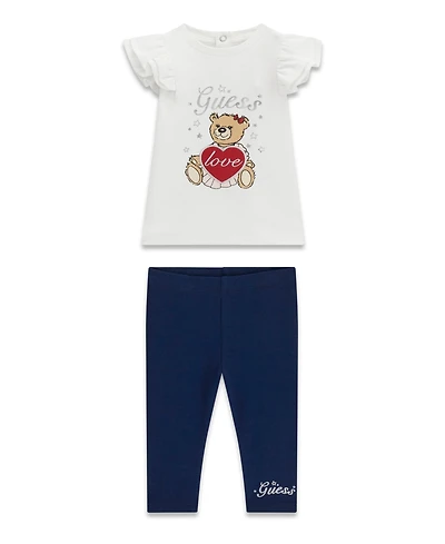 Guess Baby Girls Short-Sleeve T-Shirt and Leggings, 2-Piece Set