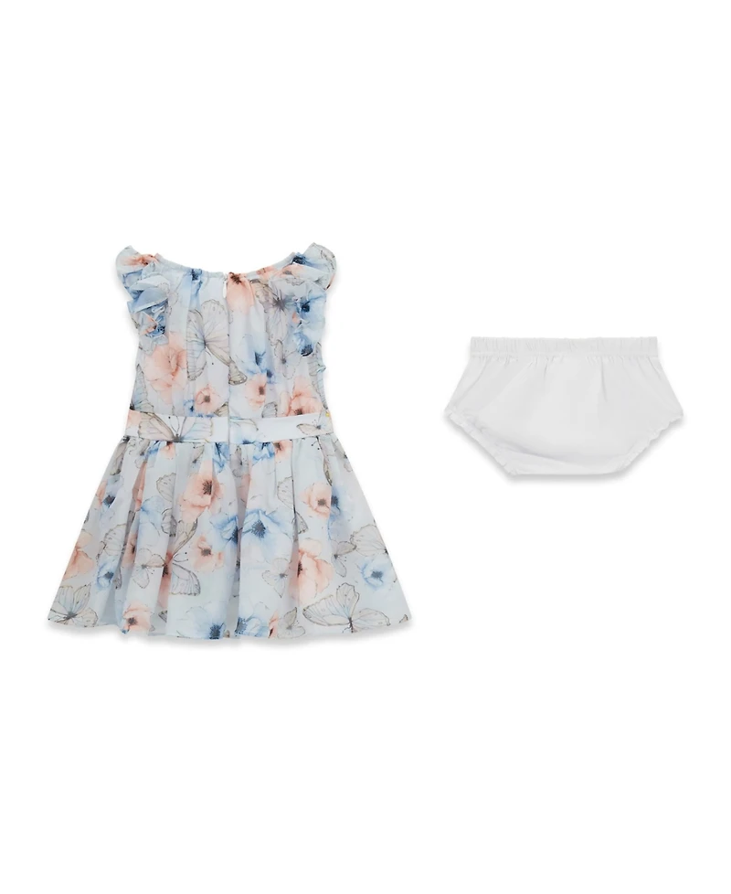 Guess Baby Girls Chiffon Sleeveless Dress with Matching Diaper Cover