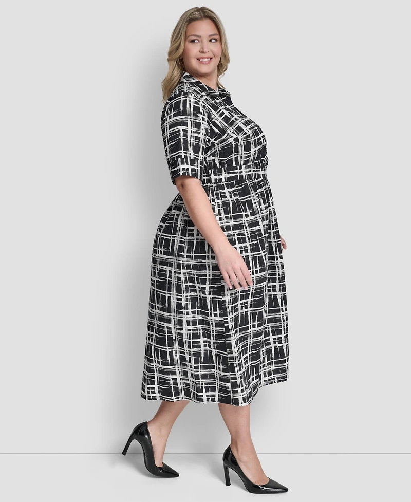 Dkny Plus Collared Button Down Dress