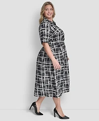 Dkny Plus Collared Button Down Dress
