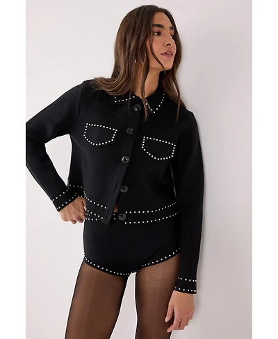 Nasty Gal Women's Knitted Western Stud Detail Cardigan