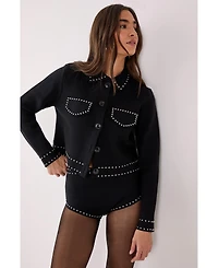 Nasty Gal Women's Knitted Western Stud Detail Cardigan
