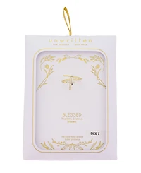 Unwritten Cubic Zirconia Gold Plated Cross Bypass Ring