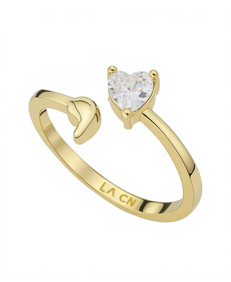 Unwritten Cubic Zirconia Gold Plated Heart Bypass Ring