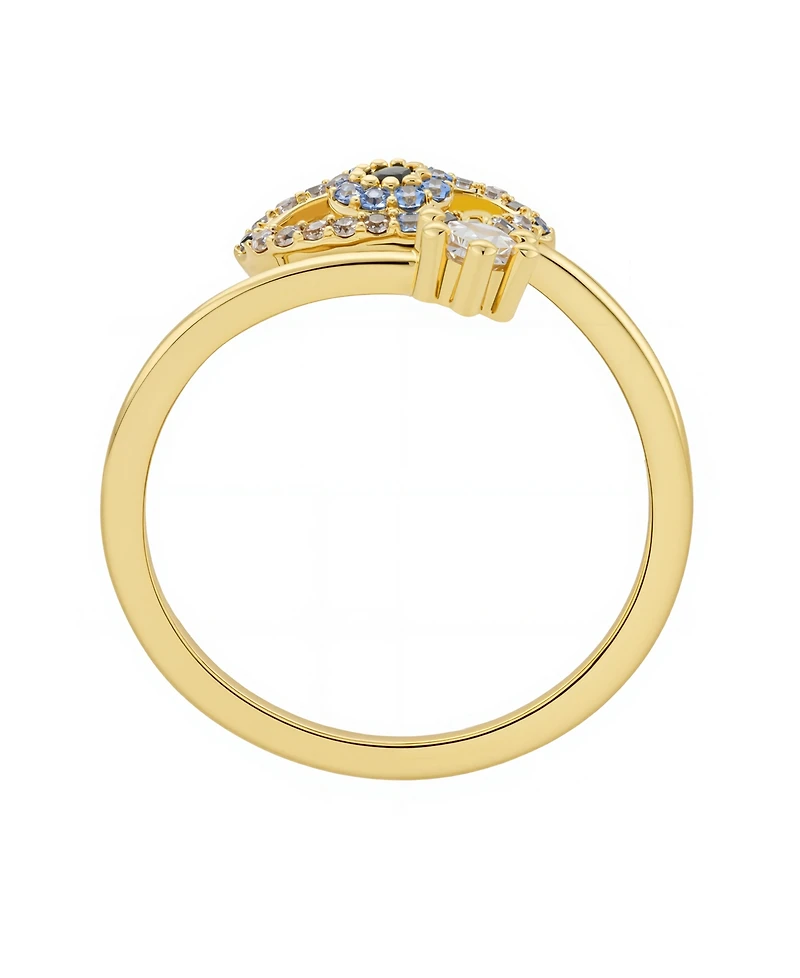 Unwritten Cubic Zirconia Gold Plated Evil Eye Bypass Ring