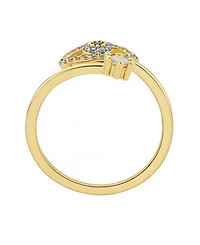 Unwritten Cubic Zirconia Gold Plated Evil Eye Bypass Ring
