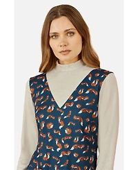 Yumi Women's Fox Long Sleeve Layered Tunic Dress