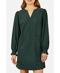 Yumi Women's Long Sleeve V-Neck Mini Dress