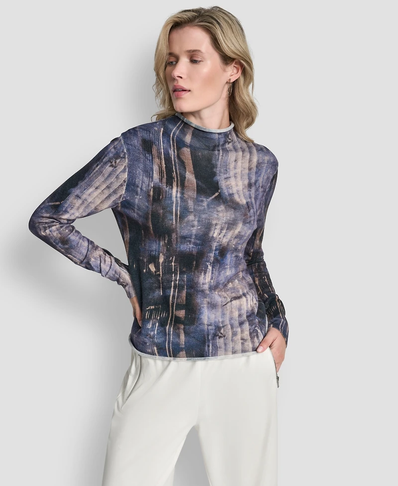 Dkny Women's Printed Long Sleeve Sweater