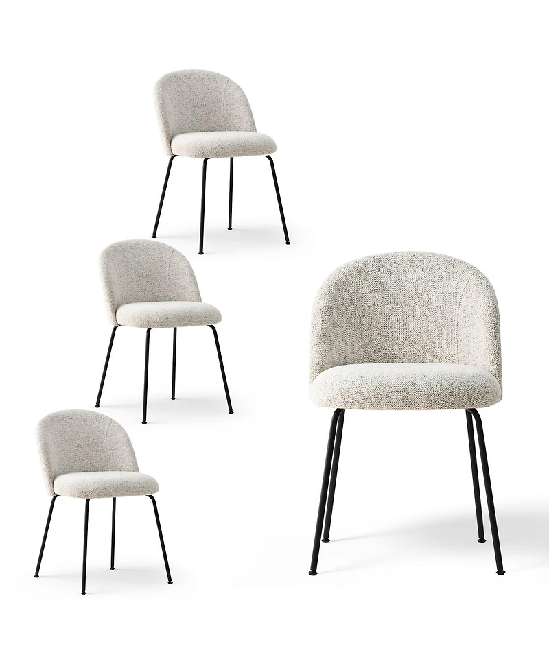 5-Piece Round Dining Table Set, 39.5'' Mdf Wood Top with Metal Base and Upholstered Chairs for Small Spaces-Maison Boucle