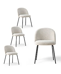 5-Piece Round Dining Table Set, 39.5'' Mdf Wood Top with Metal Base and Upholstered Chairs for Small Spaces-Maison Boucle