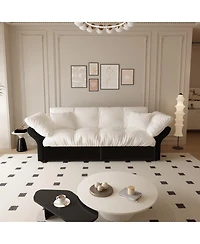 Maison Boucle 74.8" Queen Pull Out Sofa Bed, 3-in-1 Convertible Velvet Loveseat Sleeper with 2 Pillows for Living Room or Guest