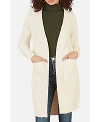 Yumi Women's Cable Knit Long Sleeve Long Cardigan