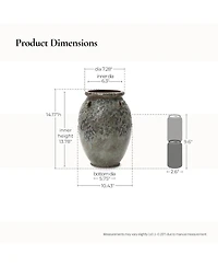 LuxenHome Antiqued Terracotta Jar Vase, Rustic 14.17-Inch Green & Brown Flower Holder